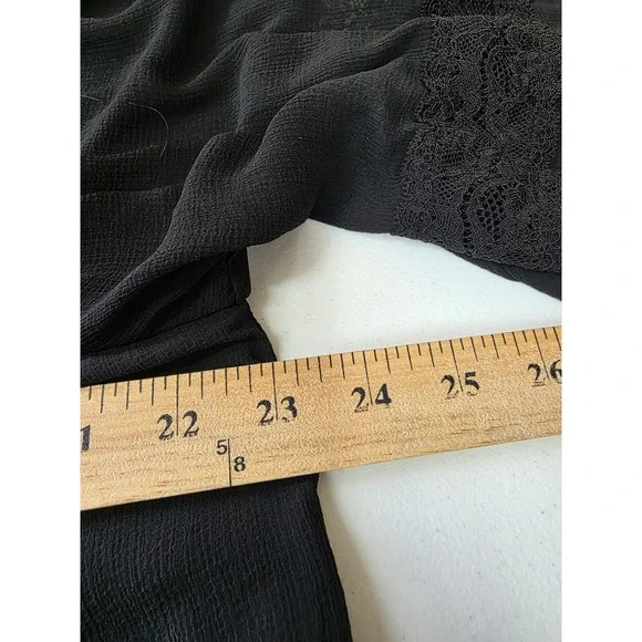 Torrid Black Lace Trim Off Shoulder Chiffon Blouse Plus Size 1 Boho Top - Picture 7 of 9